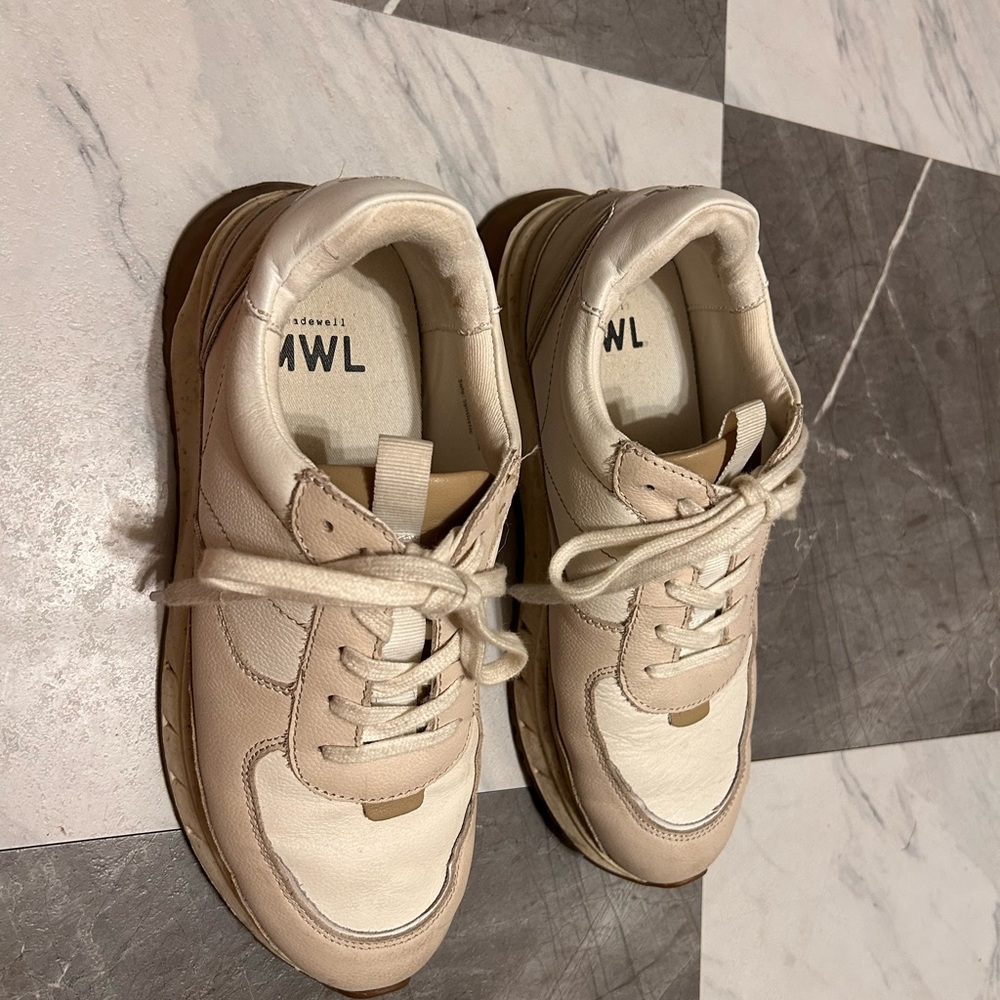 Madewell Cream and Tan Sneakers